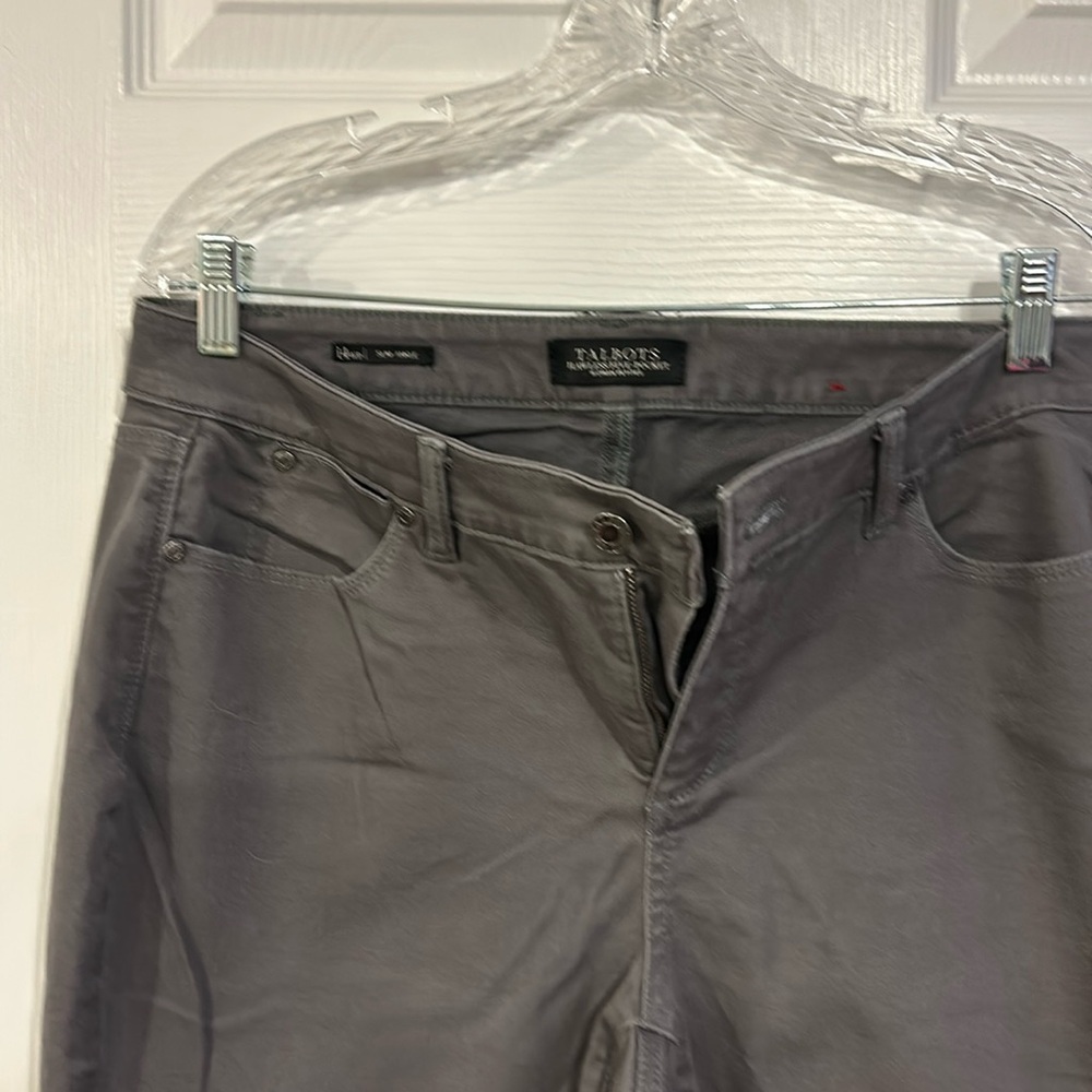 Talbots, flawless five pocket, 14 petite, slim ankle gray